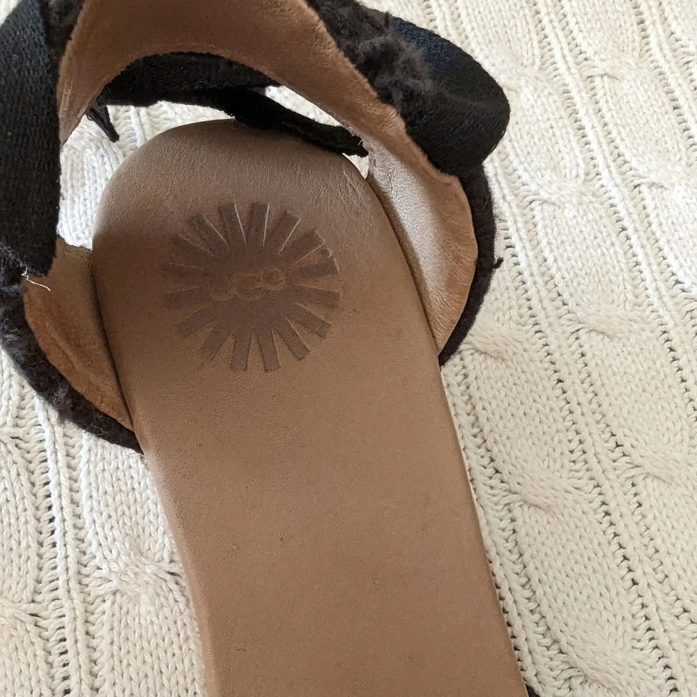 Ugg Delmar Espridrille Wedge‎ Sandals 9 Black 1003496 Wedges Tie Sandal